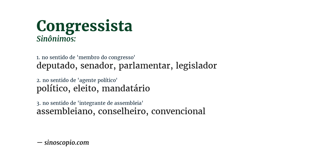 Sinônimo de congressista