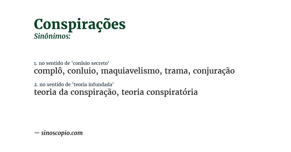 Sinônimo de conspirações