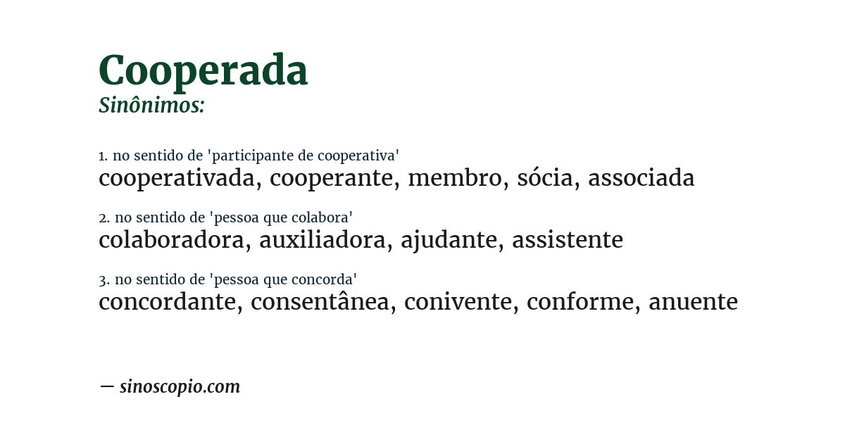 Sinônimo de cooperada