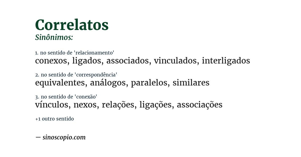 Sinônimo de correlatos