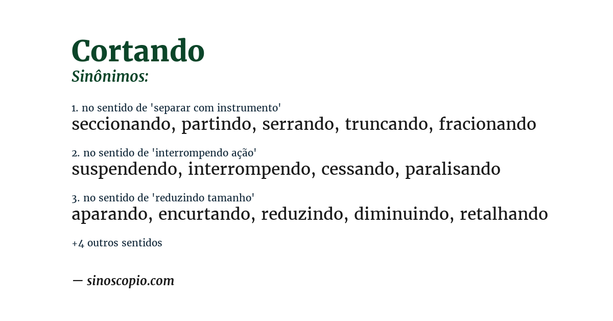Sinônimo de cortando