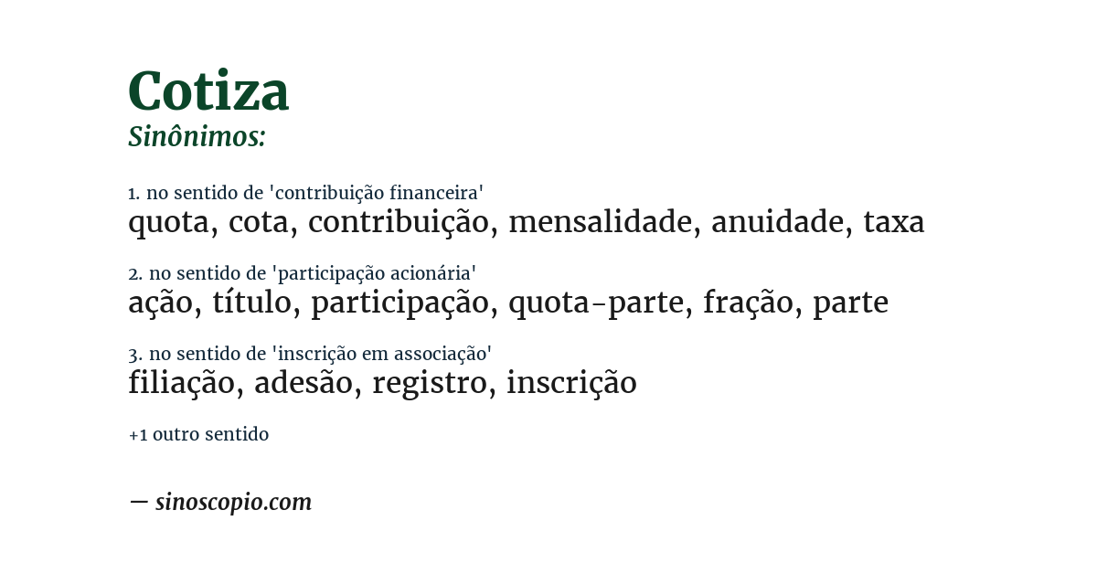 Sinônimo de cotiza