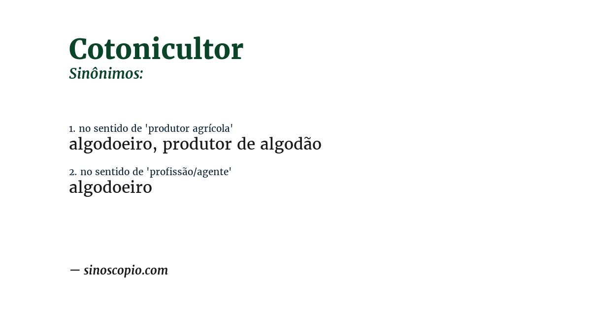 Sinônimo de cotonicultor