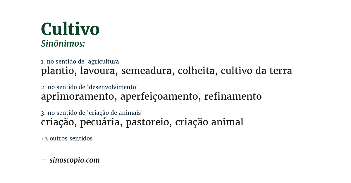 Sinônimo de cultivo