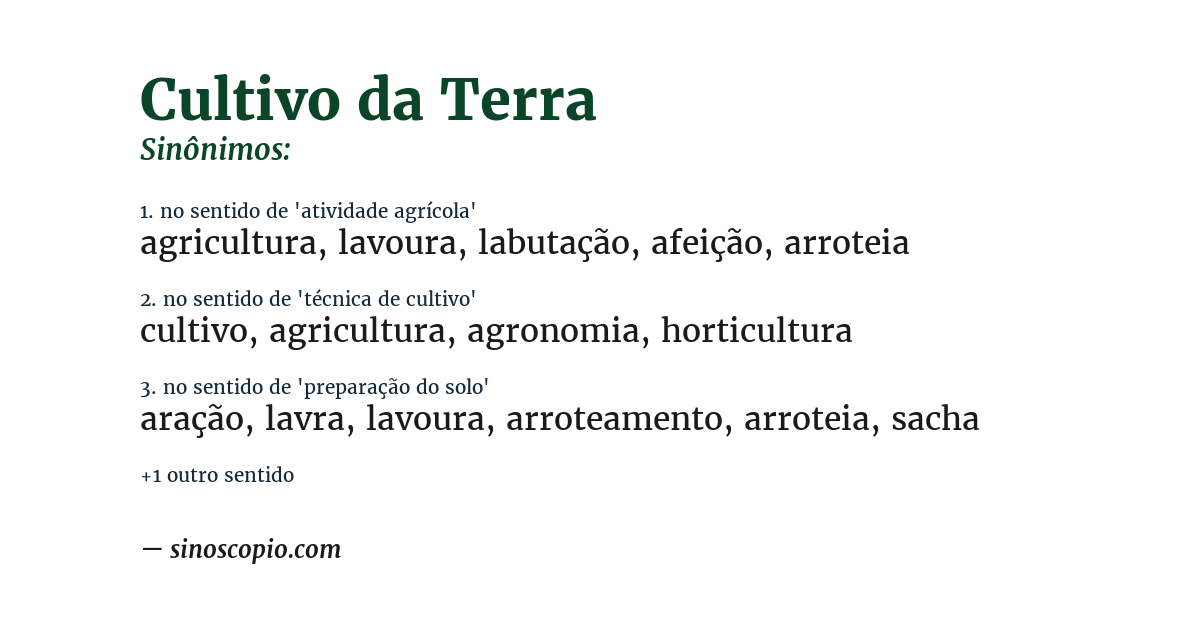 Sinônimo de cultivo da terra