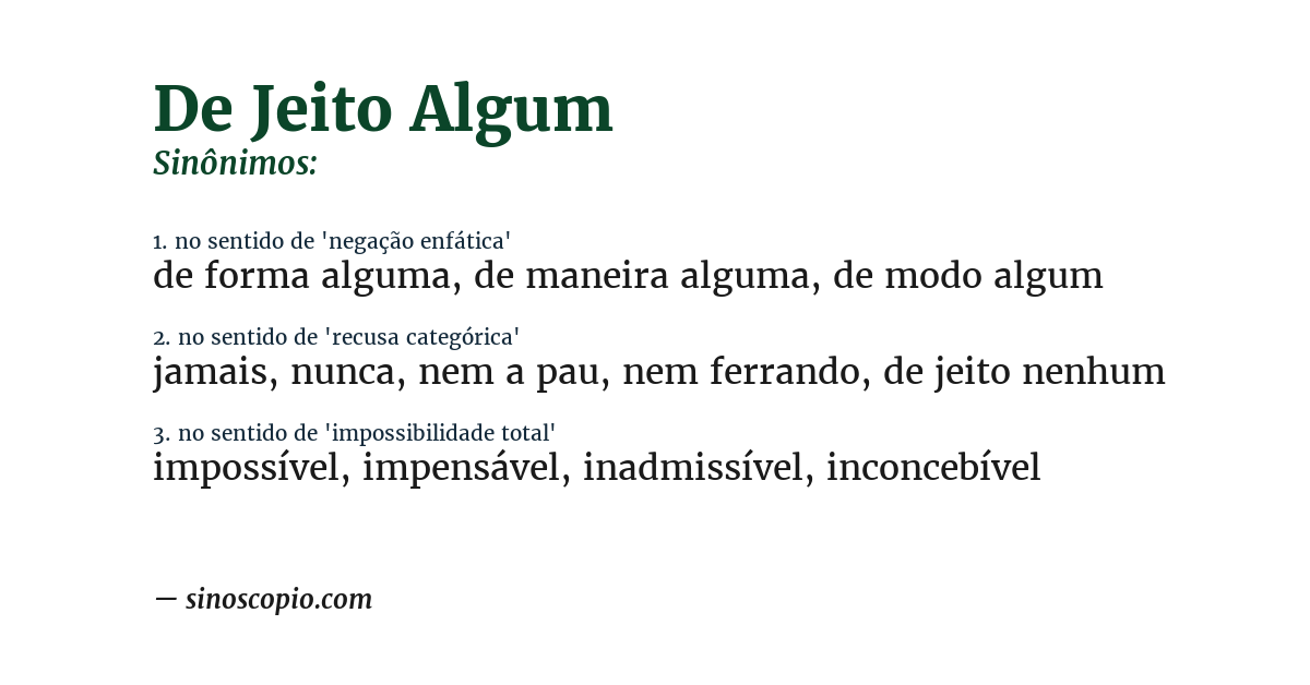 Sinônimo de de jeito algum