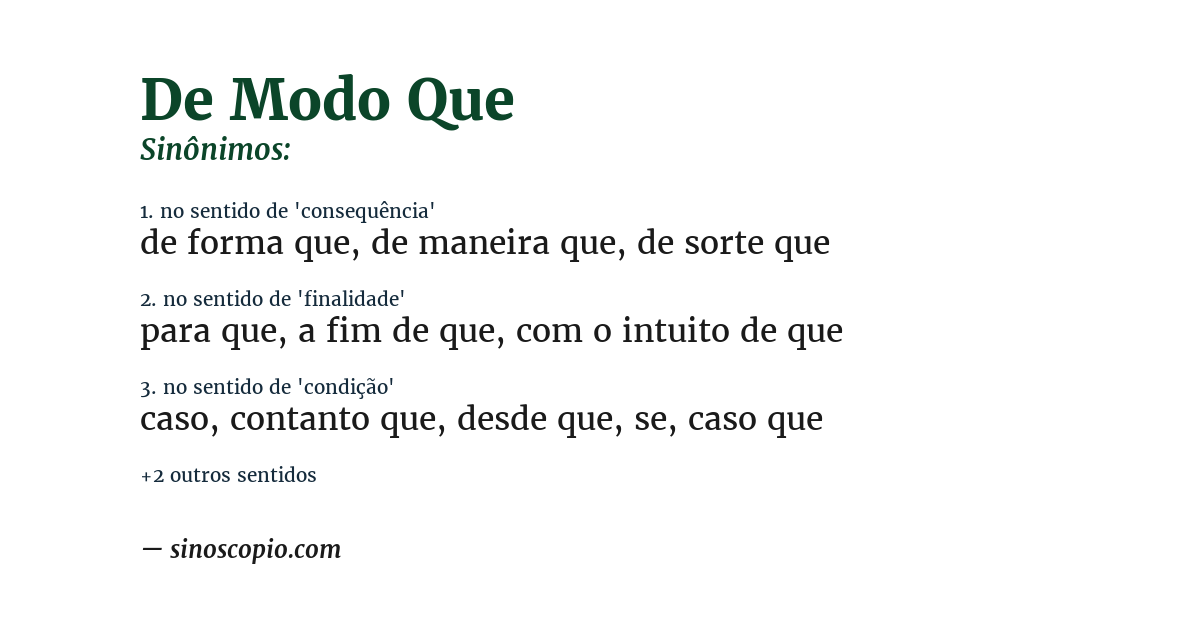 Sinônimo de de modo que