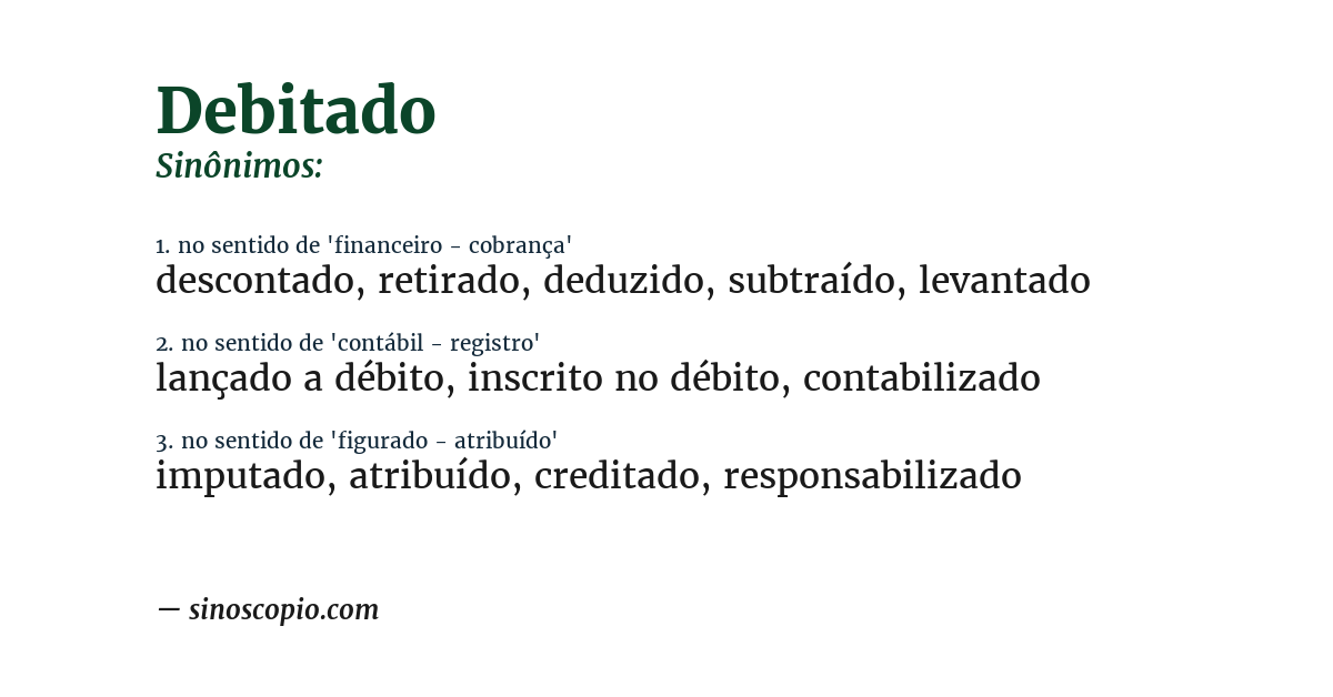 Sinônimo de debitado