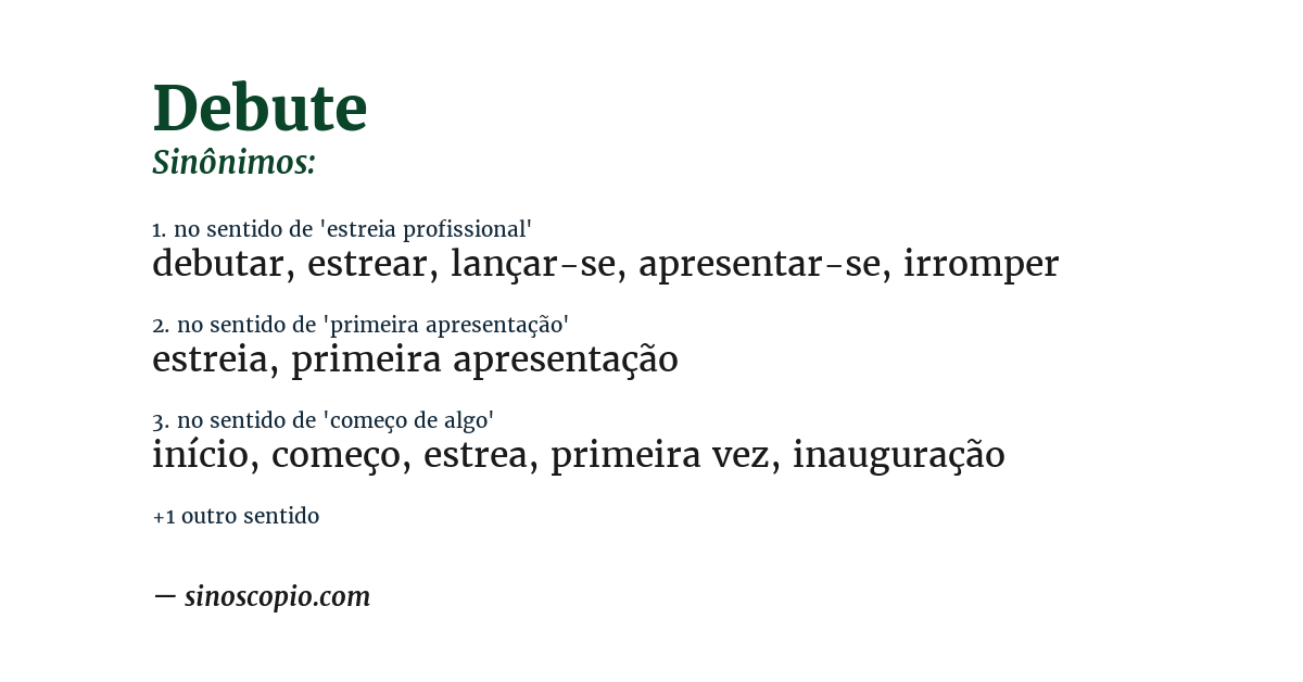Sinônimo de debute