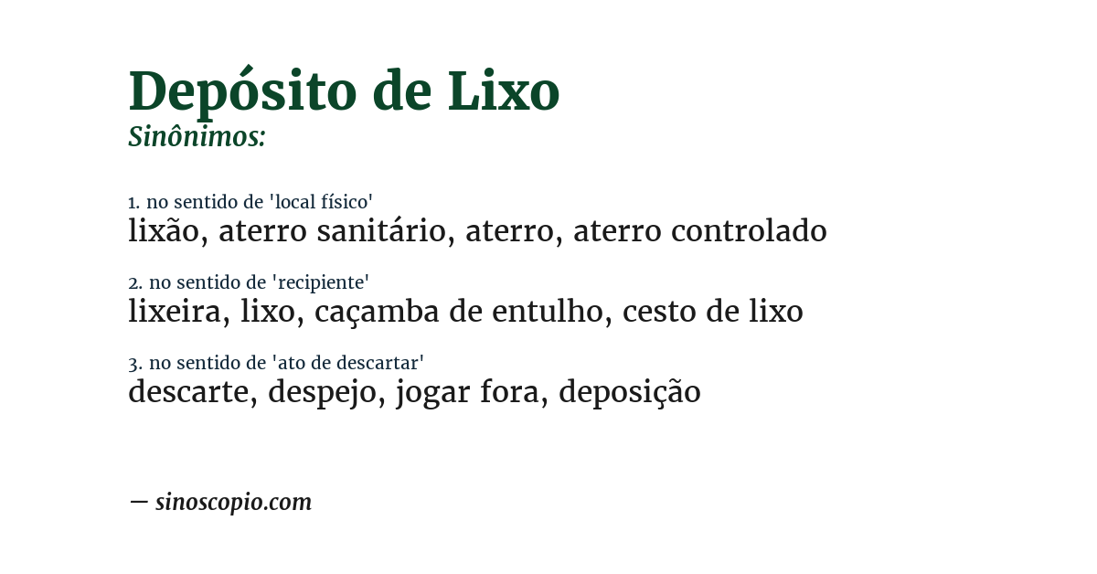 Sinônimo de depósito de lixo
