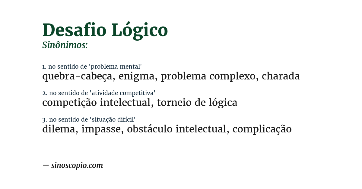 Sinônimo de desafio lógico