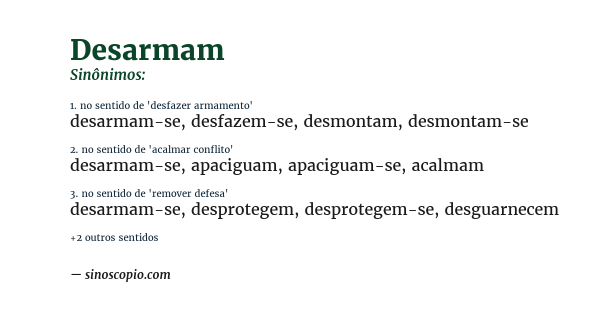 Sinônimo de desarmam