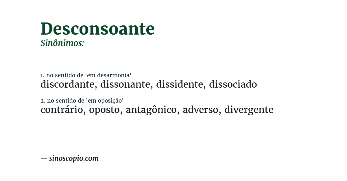 Sinônimo de desconsoante