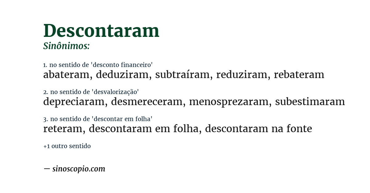 Sinônimo de descontaram