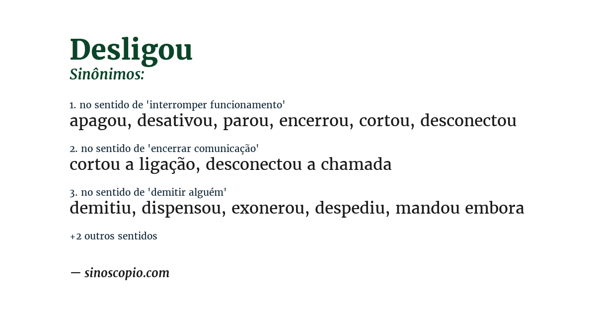 Sinônimo de desligou