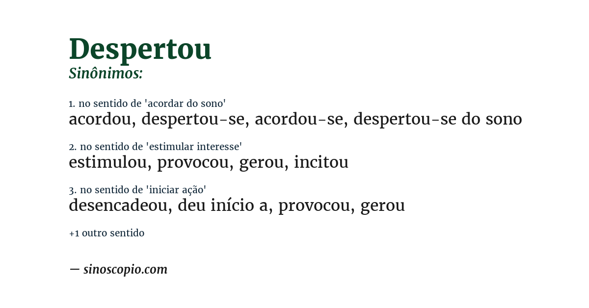 Sinônimo de despertou
