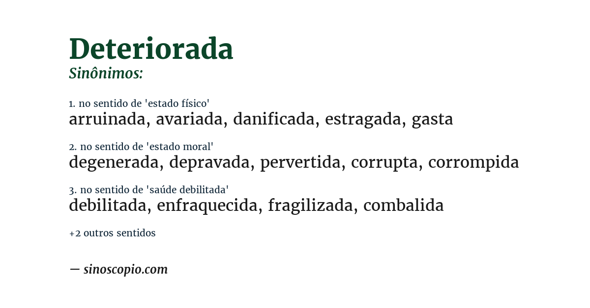 Sinônimo de deteriorada