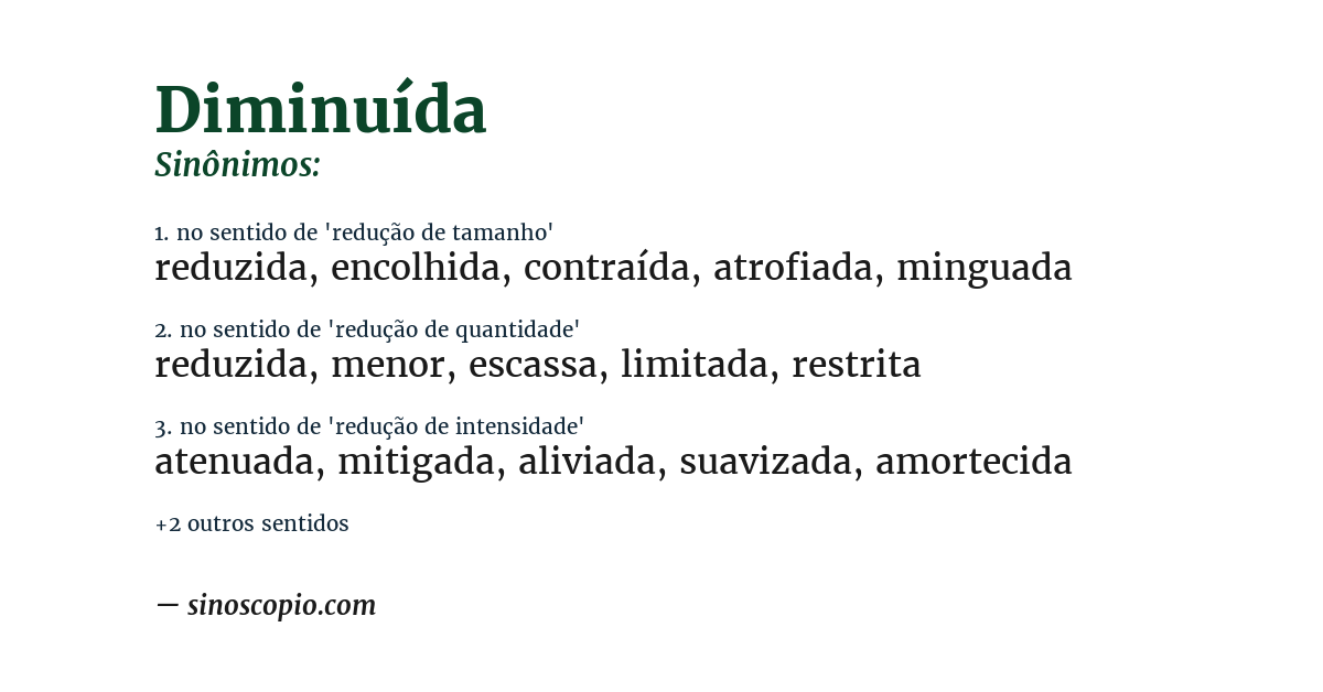 Sinônimo de diminuída