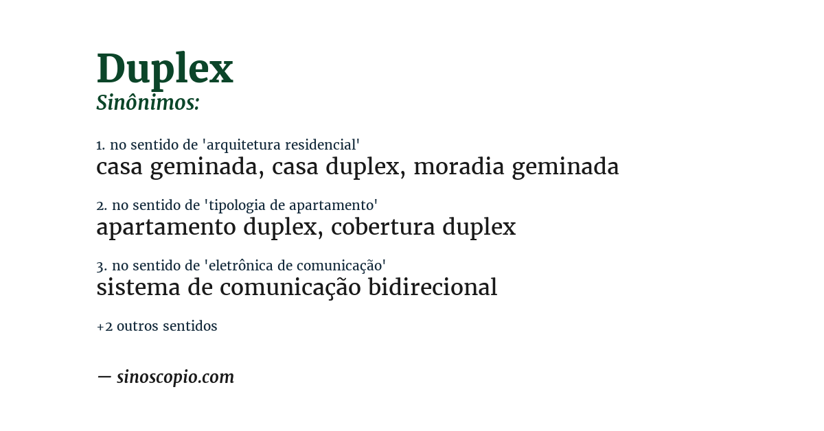 Sinônimo de duplex