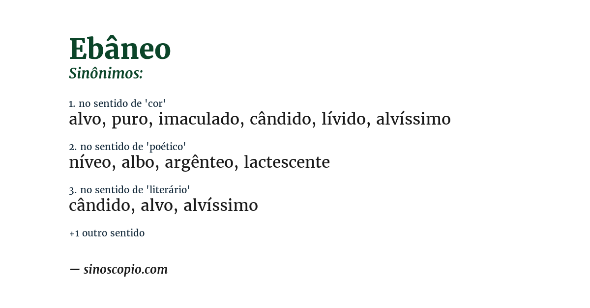 Sinônimo de ebâneo