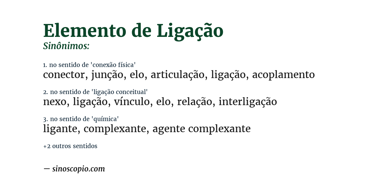 Sinônimo de elemento de ligação