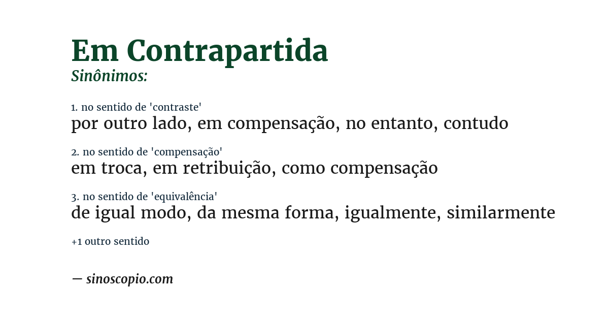 Sinônimo de em contrapartida