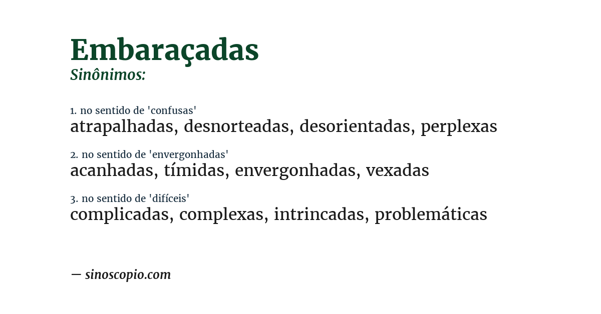 Sinônimo de embaraçadas