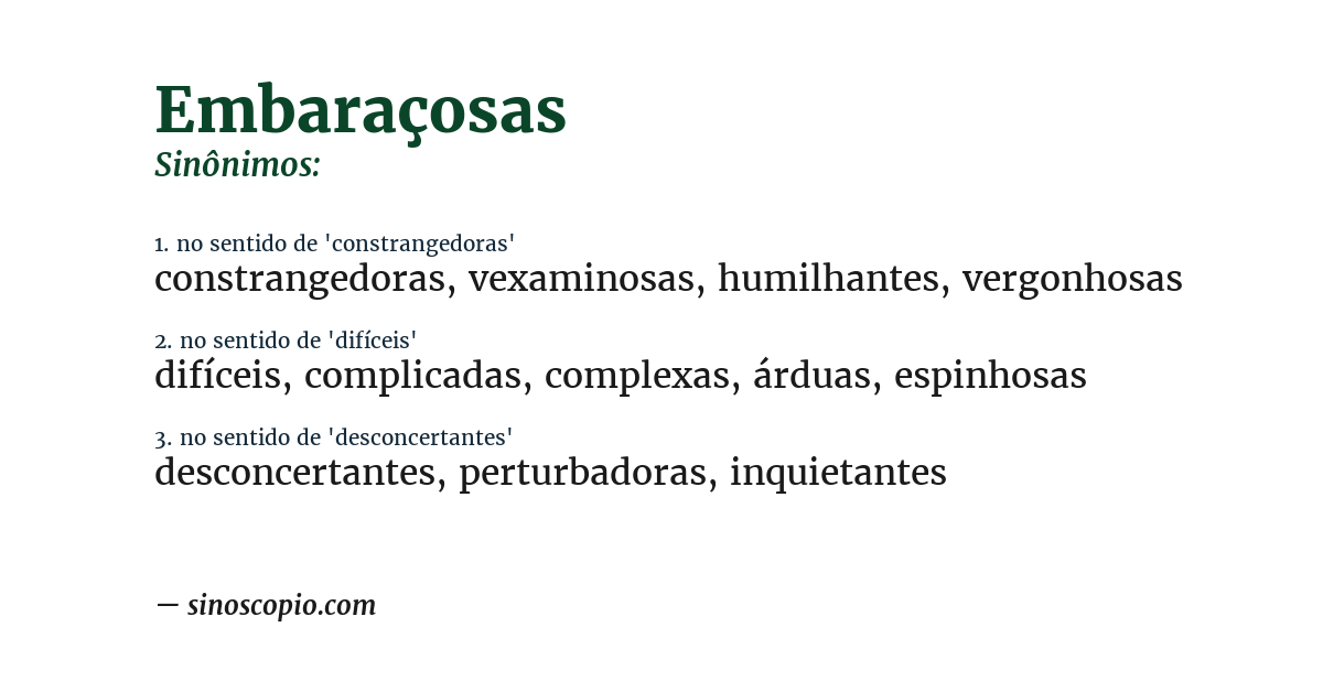 Sinônimo de embaraçosas