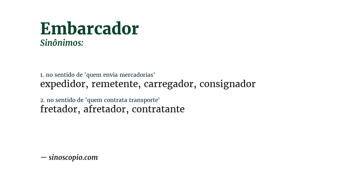 Sinônimo de embarcador