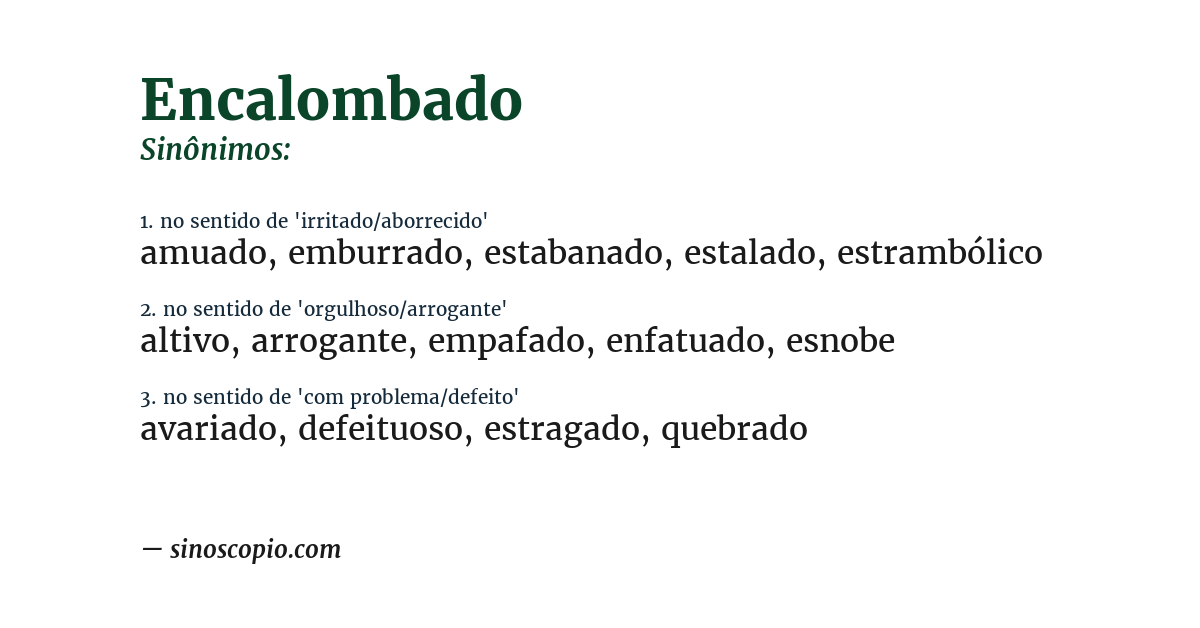 Sinônimo de encalombado
