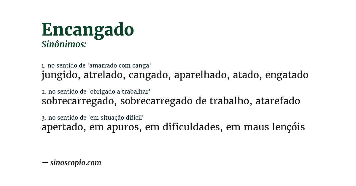 Sinônimo de encangado