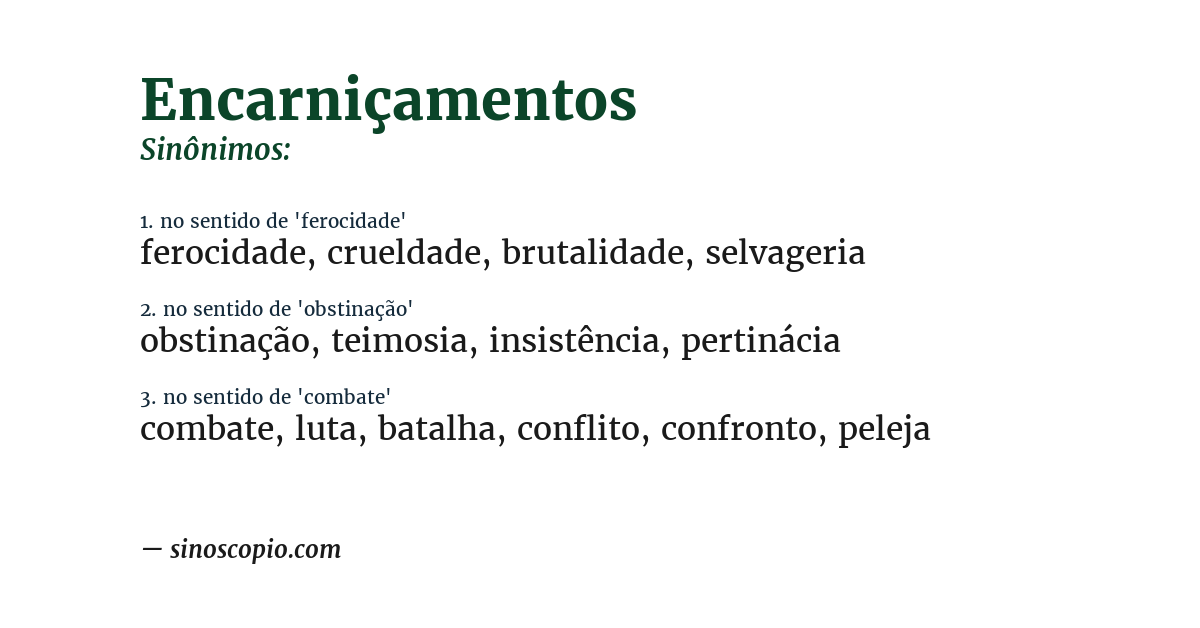 Sinônimo de encarniçamentos