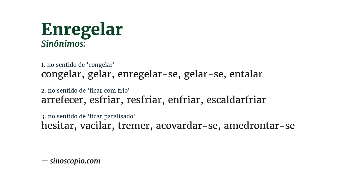 Sinônimo de enregelar