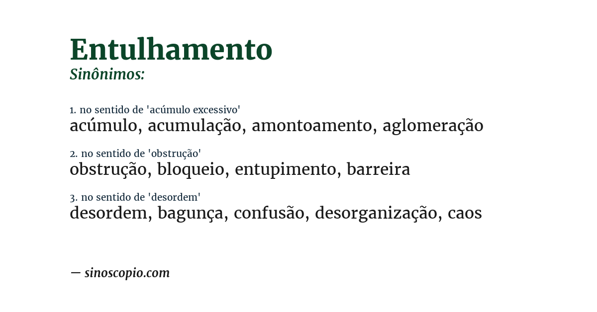 Sinônimo de entulhamento