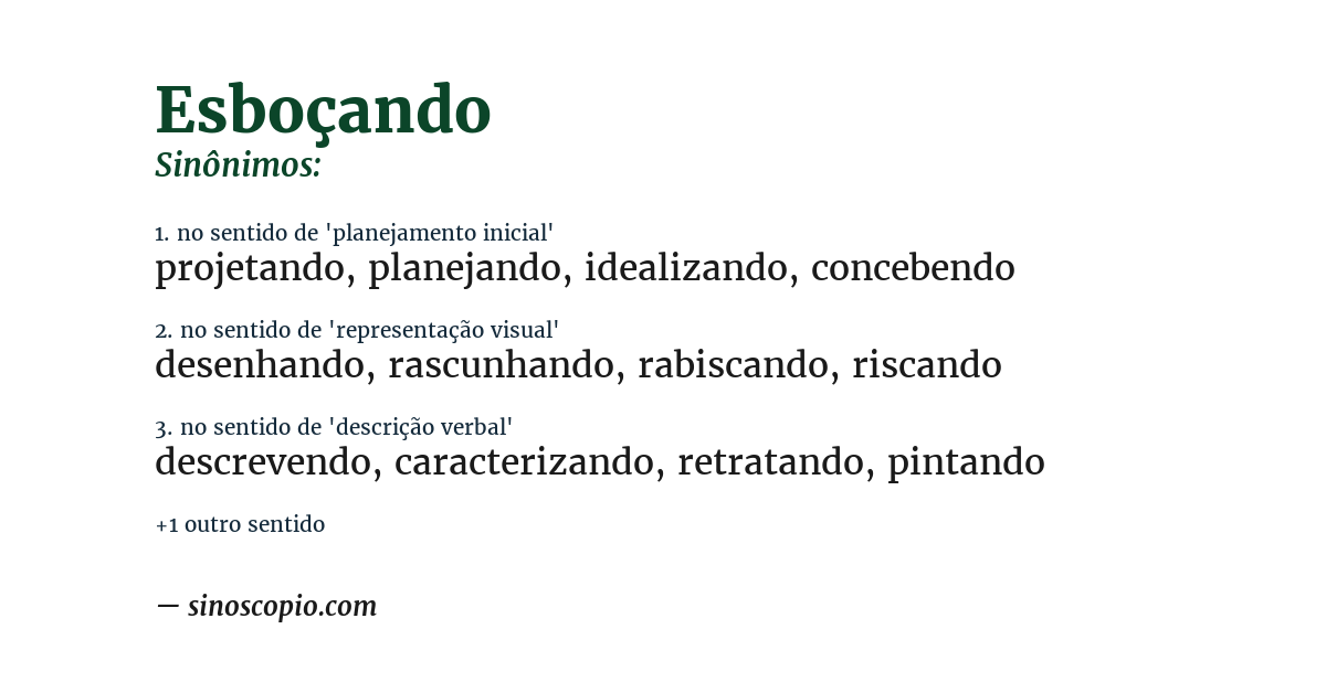 Sinônimo de esboçando