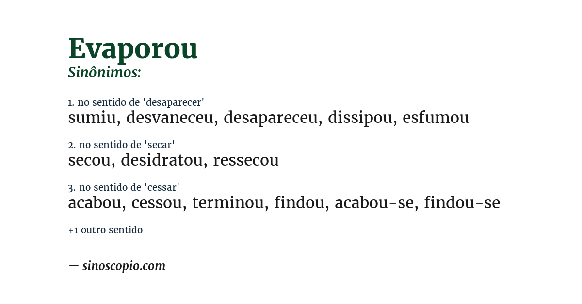 Sinônimo de evaporou
