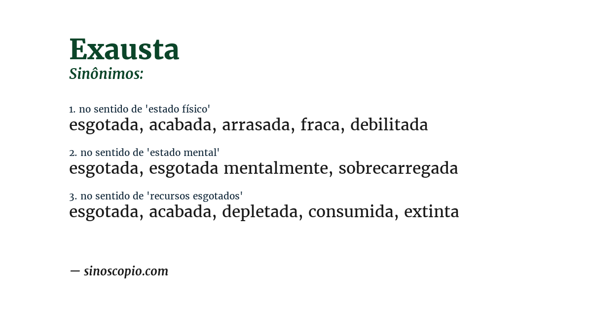 Sinônimo de exausta