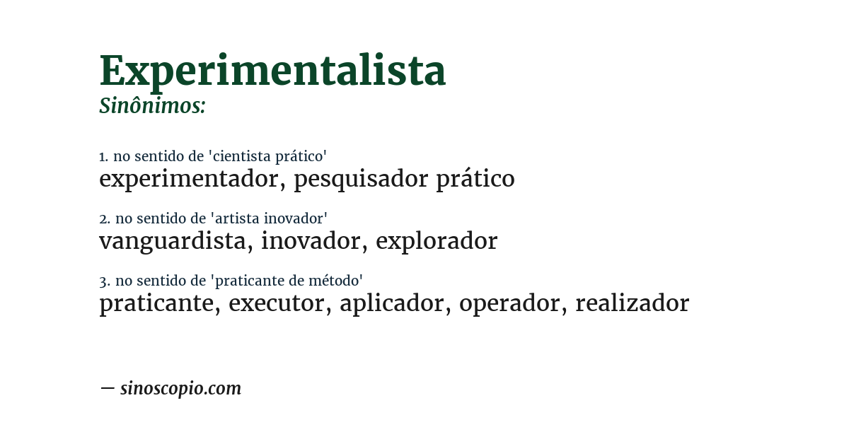 Sinônimo de experimentalista