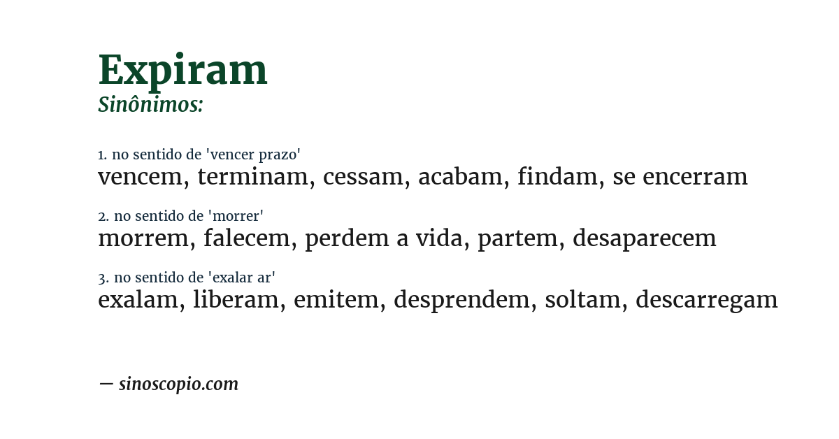 Sinônimo de expiram