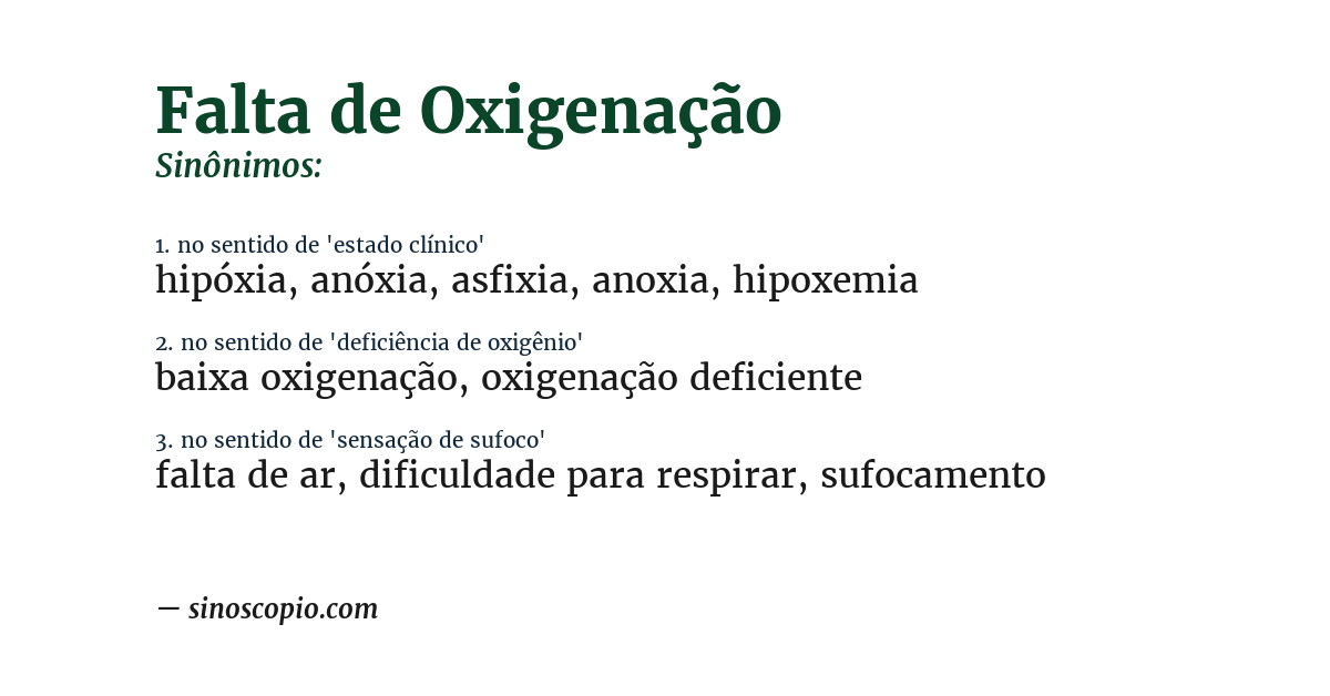 Sinônimo de falta de oxigenação