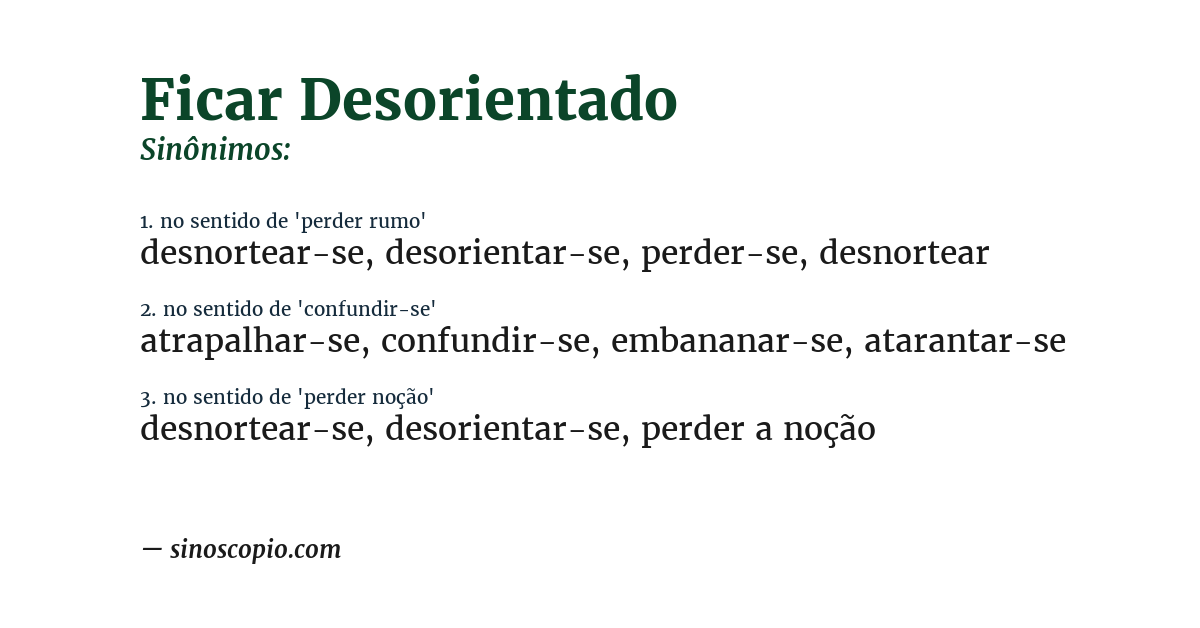 Sinônimo de ficar desorientado