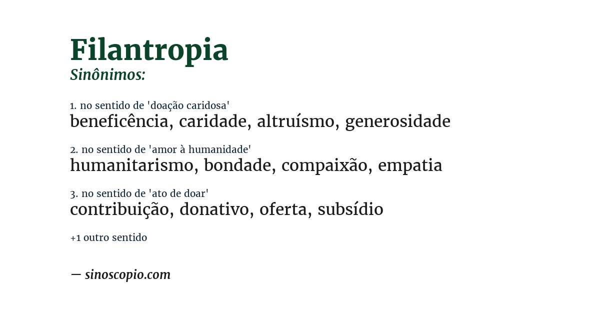 Sinônimo de filantropia