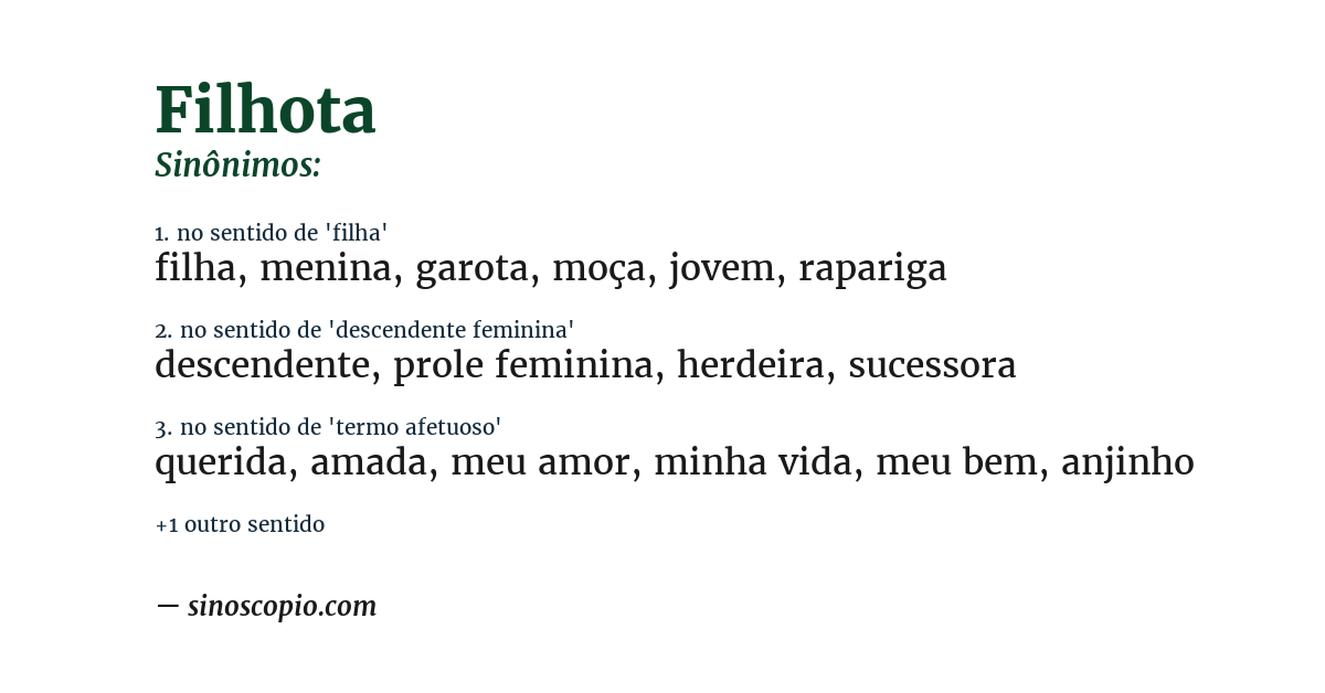 Sinônimo de filhota
