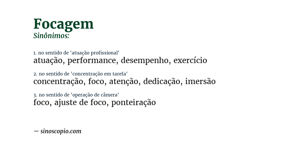 Sinônimo de focagem