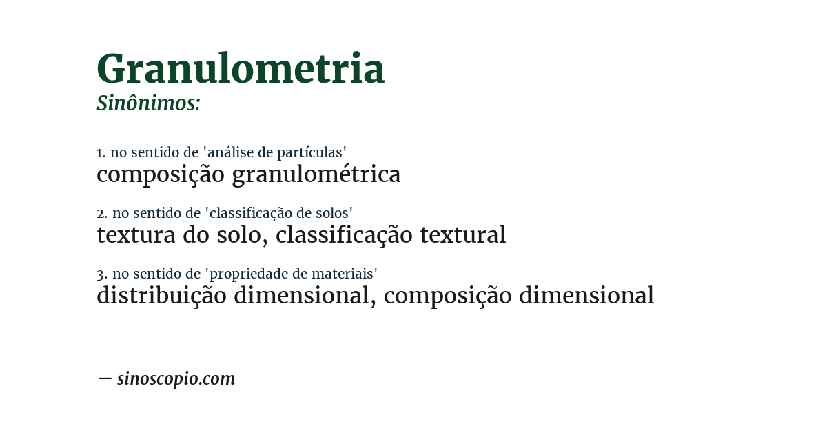 Sinônimo de granulometria