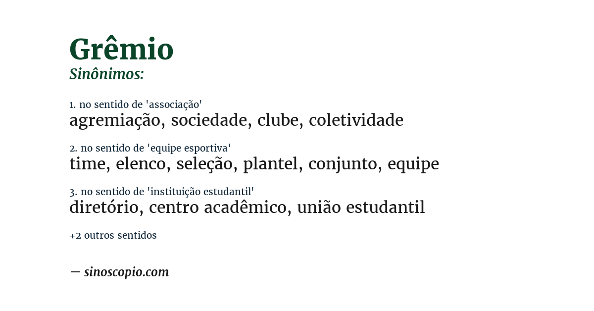 Sinônimo de grêmio