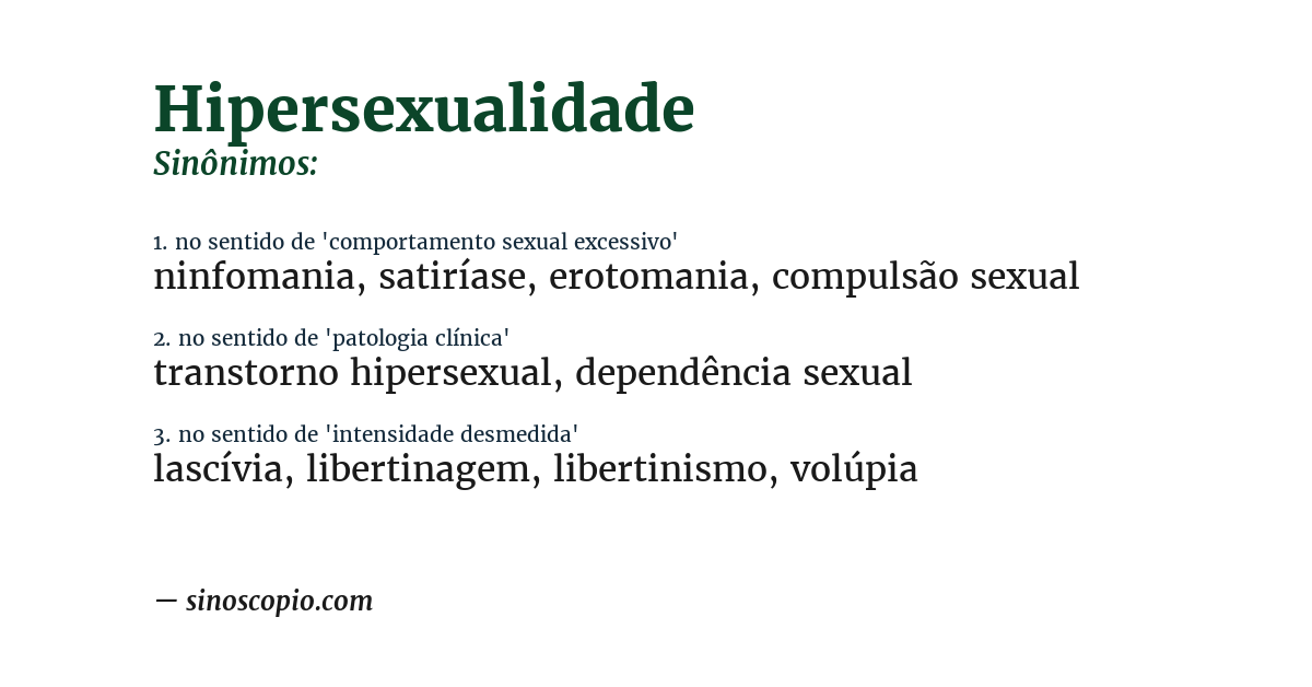 Sinônimo de hipersexualidade