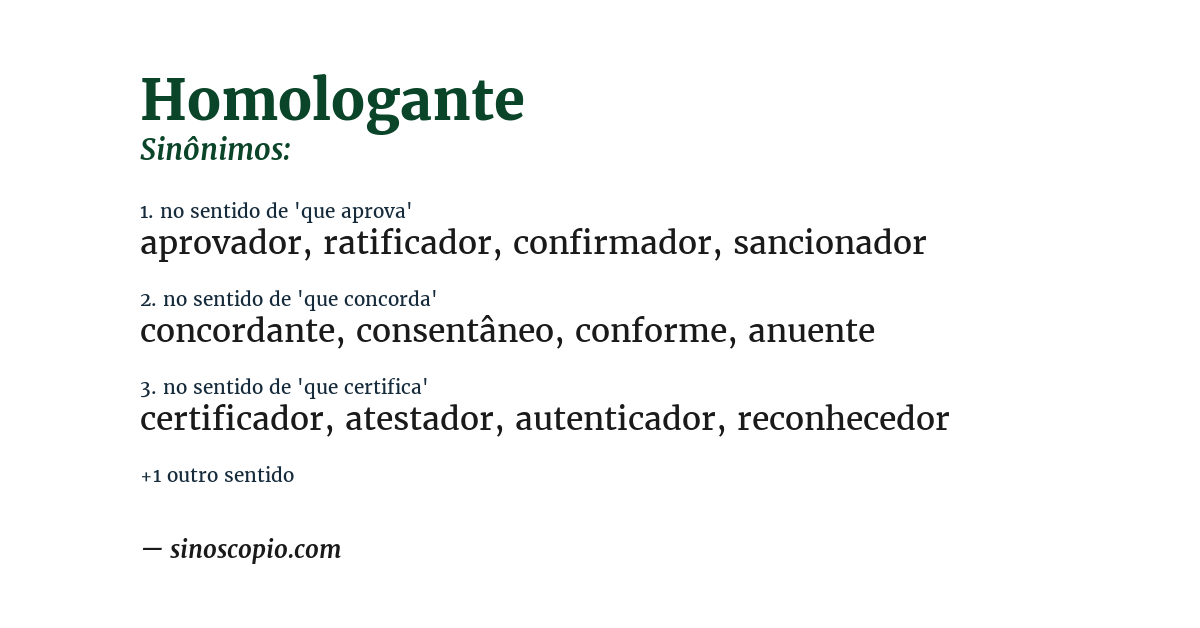 Sinônimo de homologante