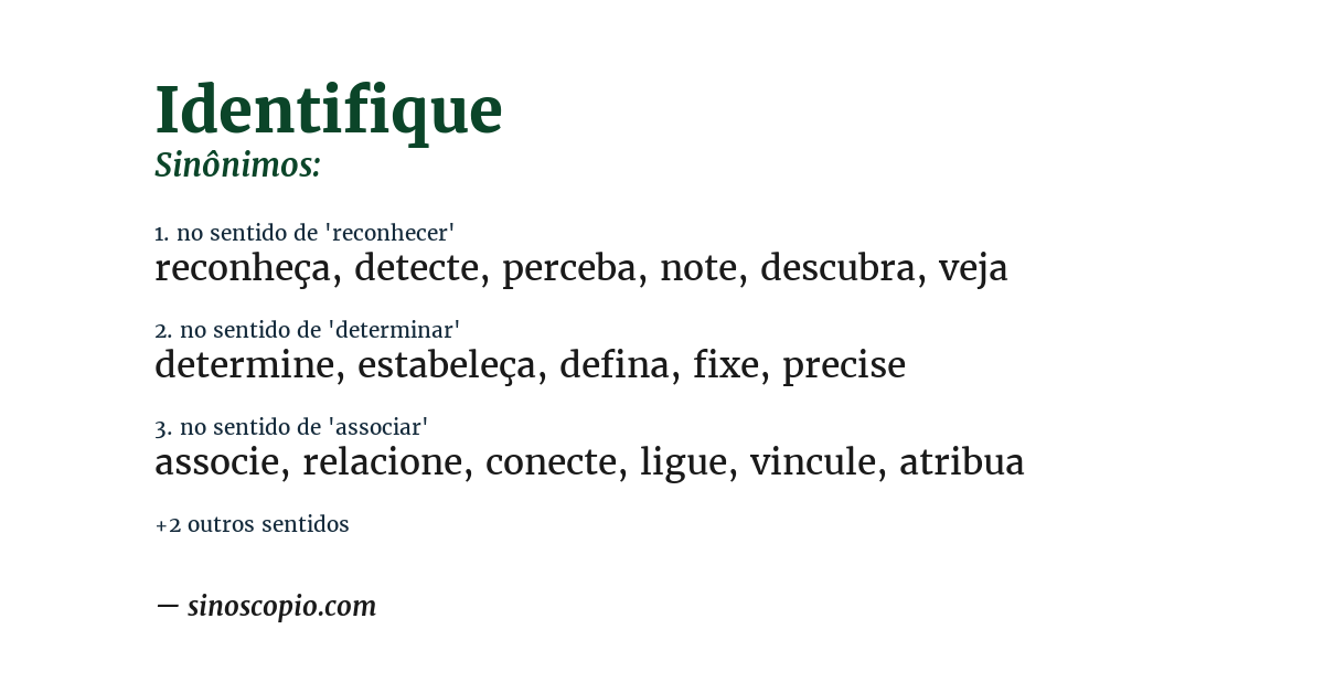 Sinônimo de identifique