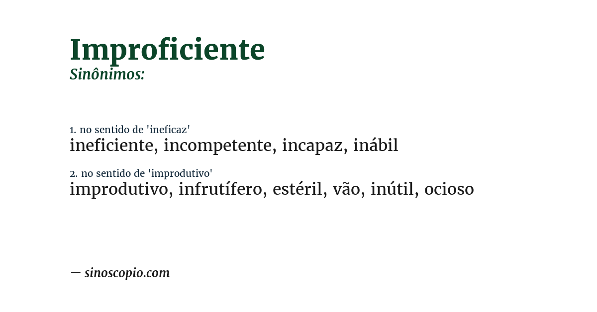 Sinônimo de improficiente
